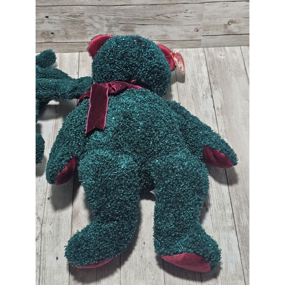 2001 Ty Beanie Babies Holiday Bear Stuffed Animals Green Plushies Lot of 3 - Picture 7 of 10